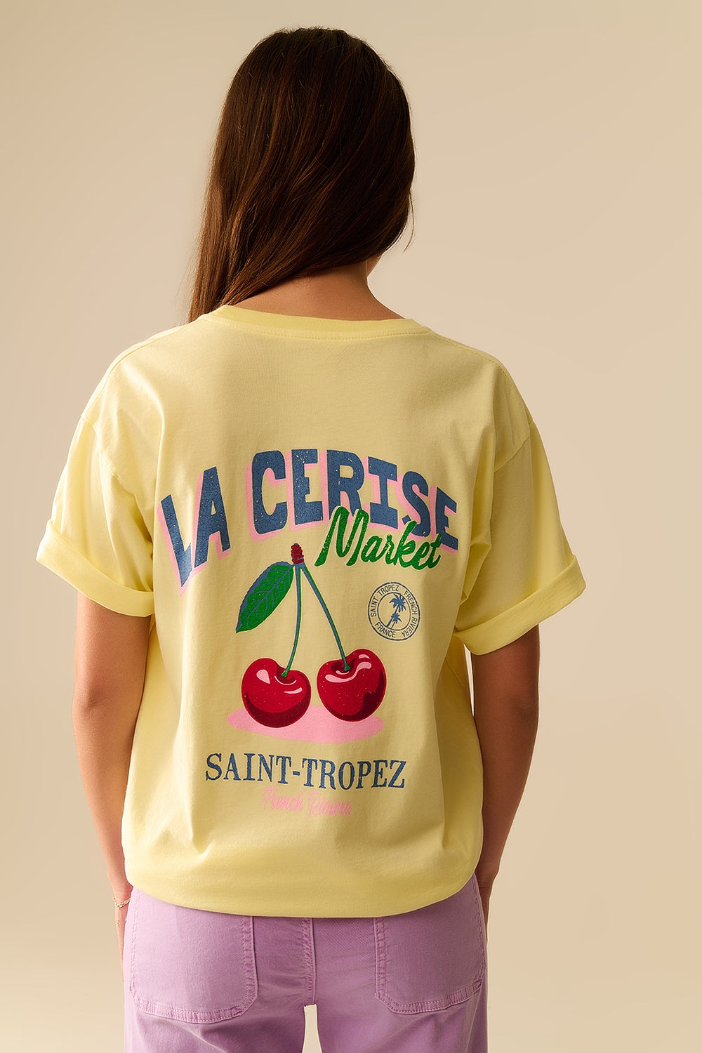 Maglietta gialla con grafica La Cerise Market Saint-Tropez