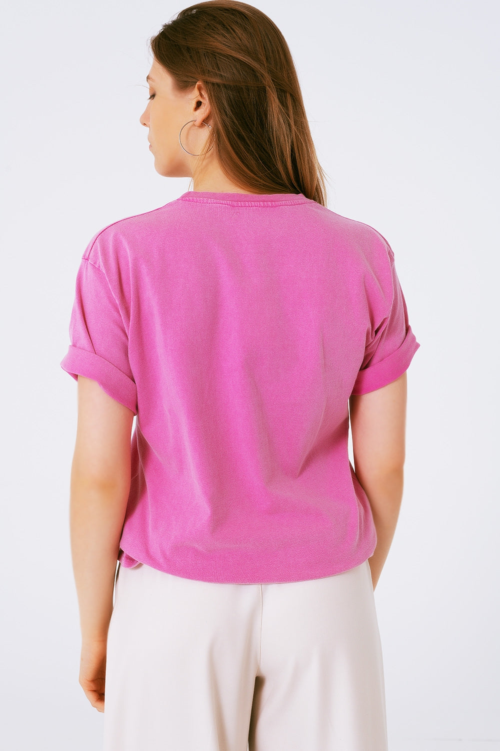 Maglietta grafica con il testo Summer Love in rosa