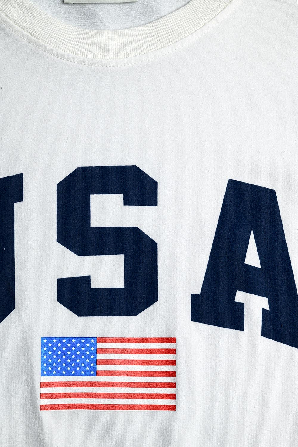 Maglietta lunga bianca larga con logo USA