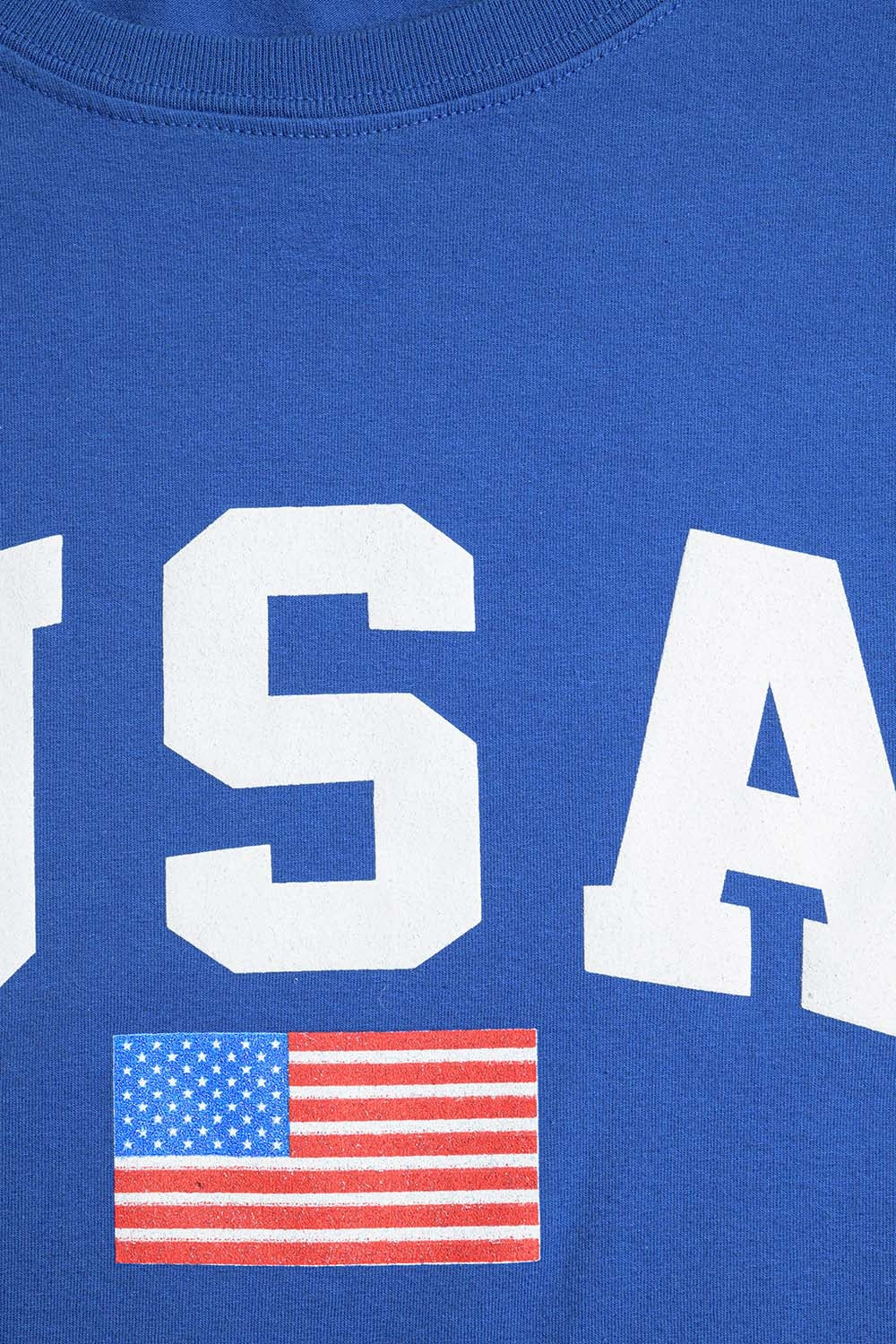 Maglietta lunga blu ampia con logo USA