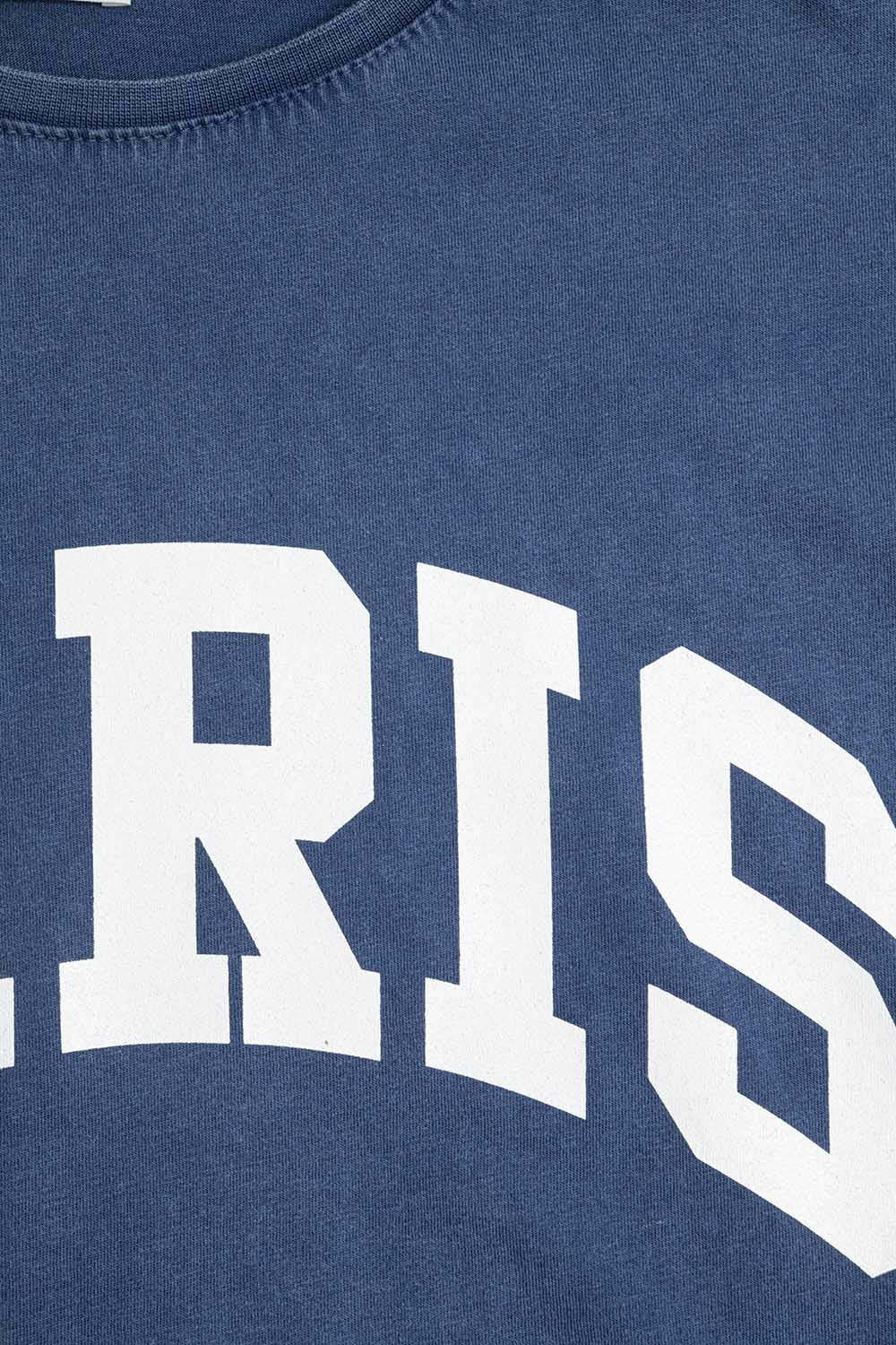 Maglietta Rilassata Blu Navy Paris con Lettere Bianche