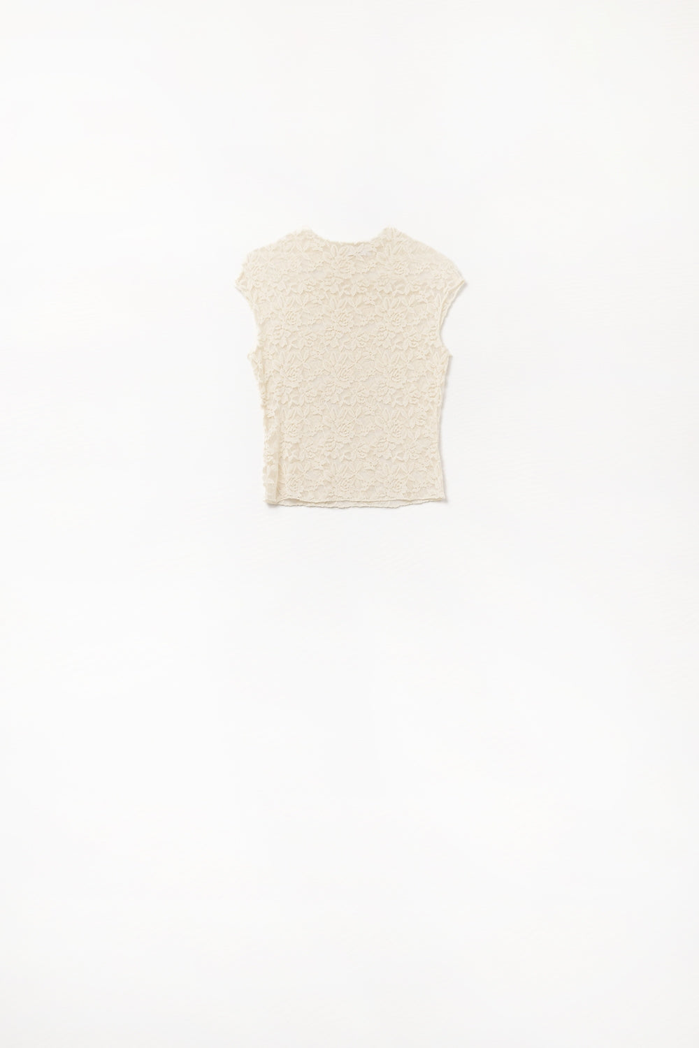 Maglietta romantica in pizzo con maniche a cappuccio in beige