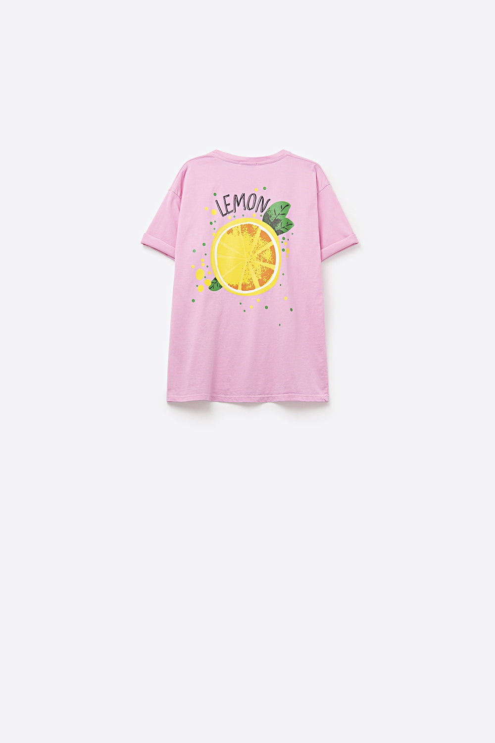 Maglietta rosa Made in Italy con grafica di limone