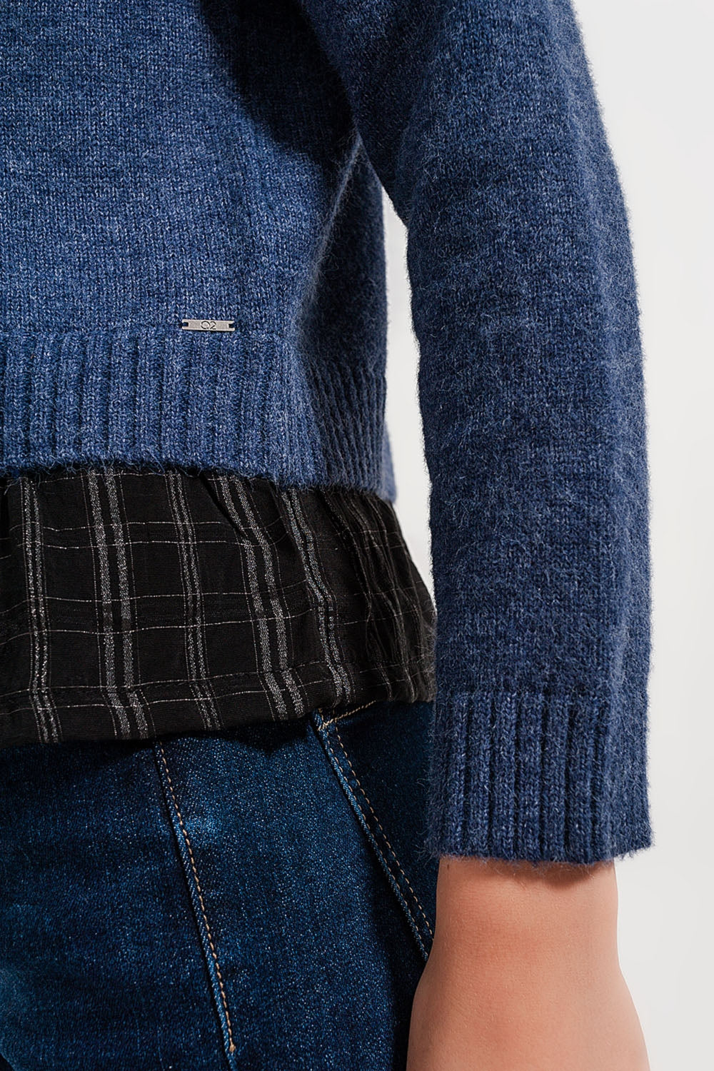 Maglione 2 in 1 con sottocamicia in blu scuro