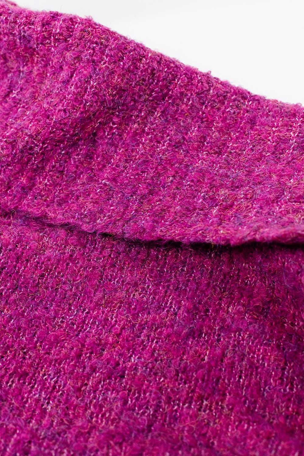 maglione a collo alto in maglia morbida color fucsia