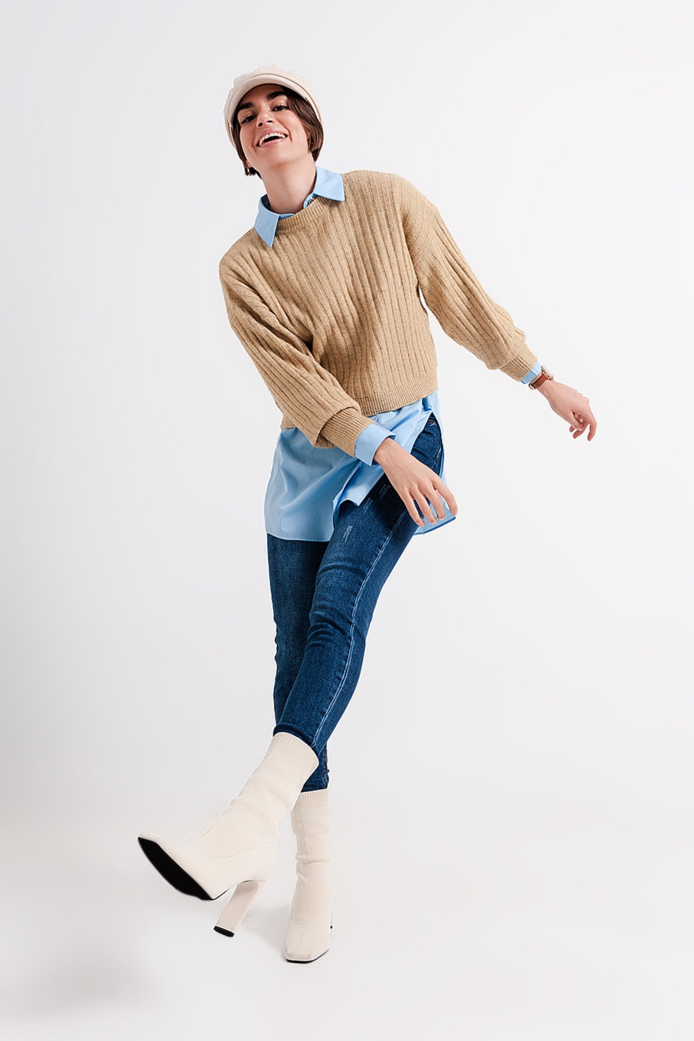 Maglione a coste a righe