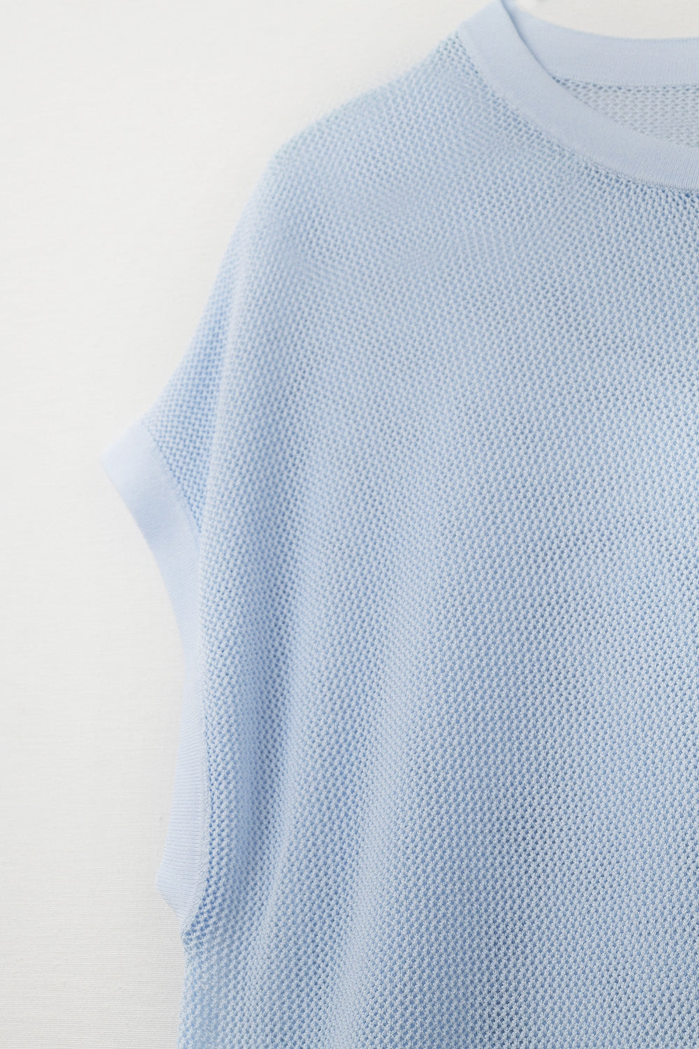 maglione a maglia a griglia color azzurro