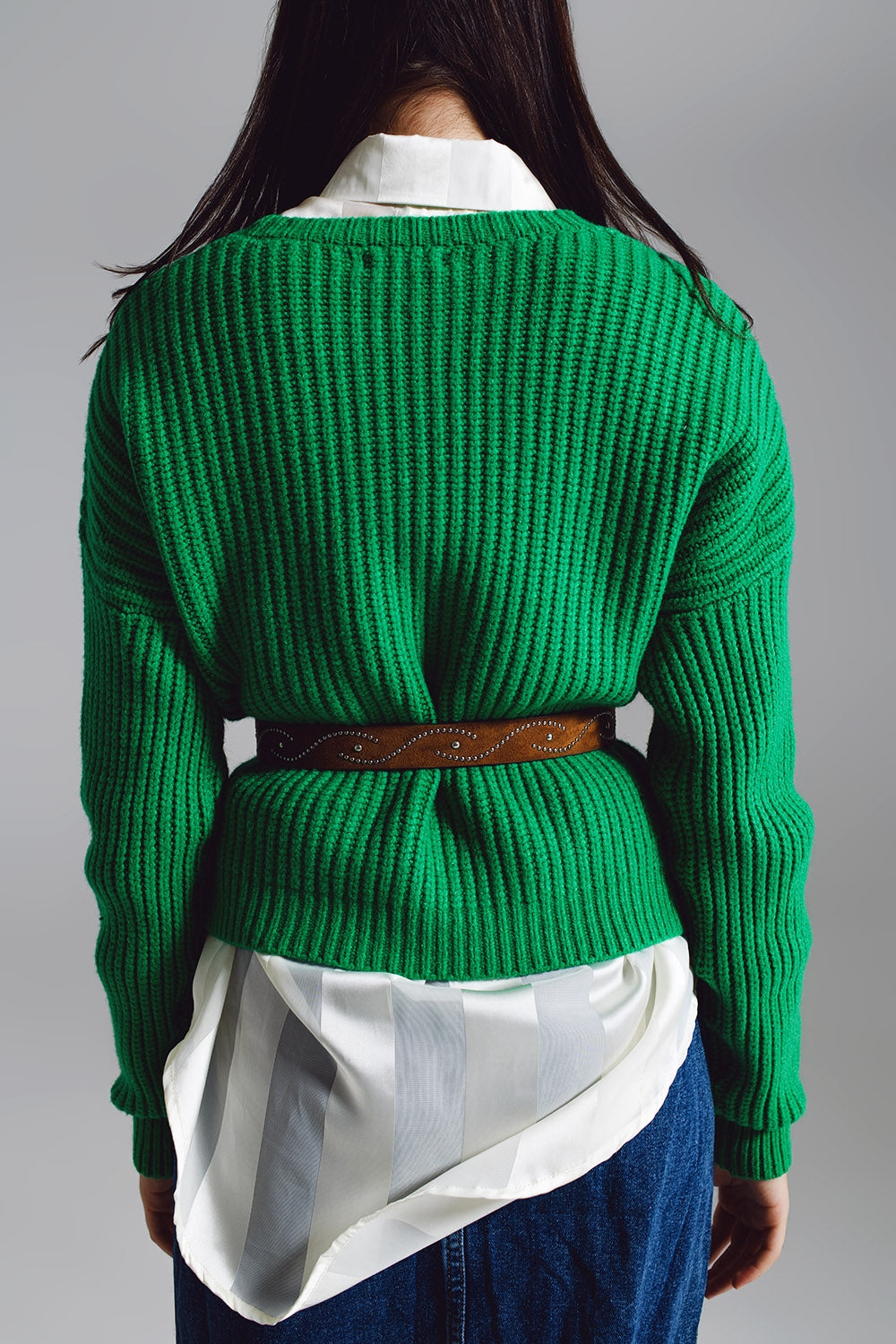 Maglione a maglia affusolata rilassato in verde brillante