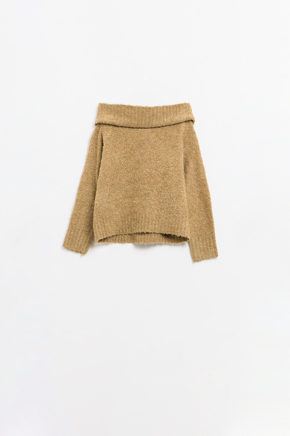 Q2 maglione a maglia con scollo a barca in beige