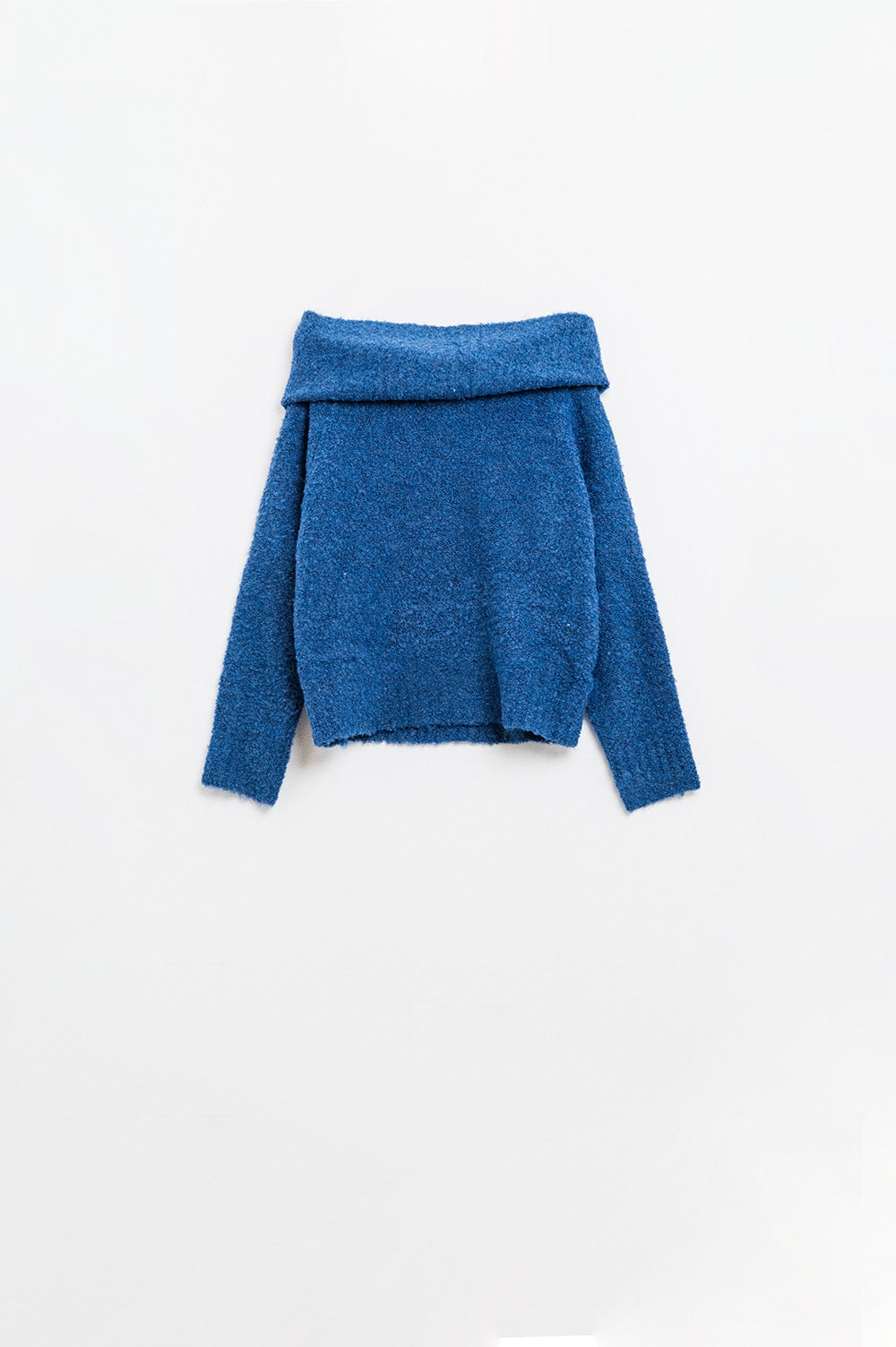 Q2 maglione a maglia con scollo a barca in blu