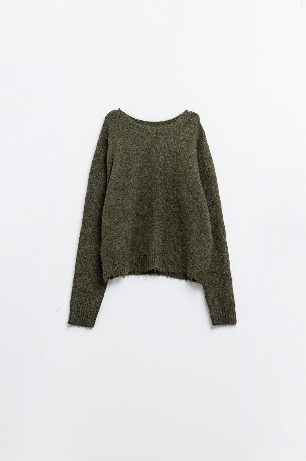 maglione a maglia morbida standard in kaki
