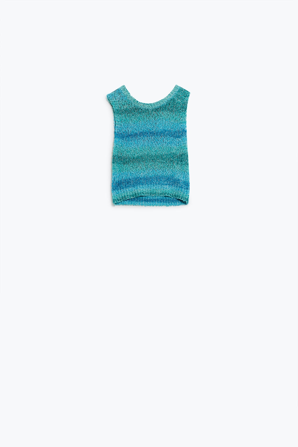 Q2 Maglione a maglia Tints of Blue senza maniche con strisce e scollatura a girocollo