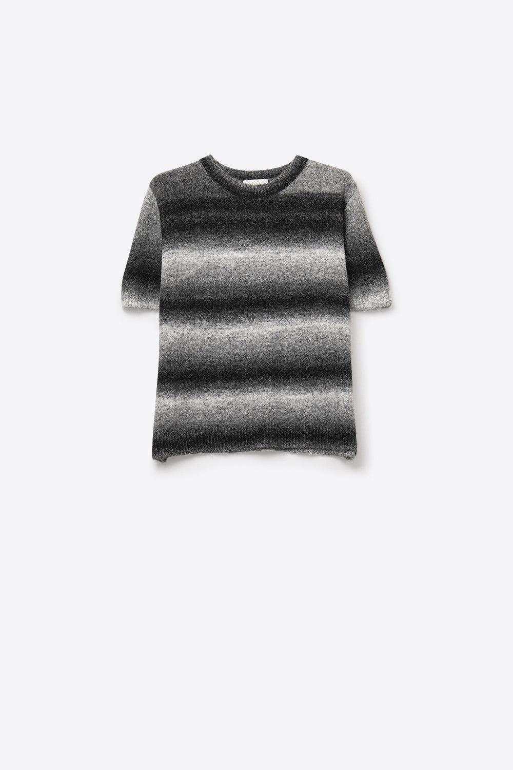 Maglione a maniche corte a righe ombré in grigio