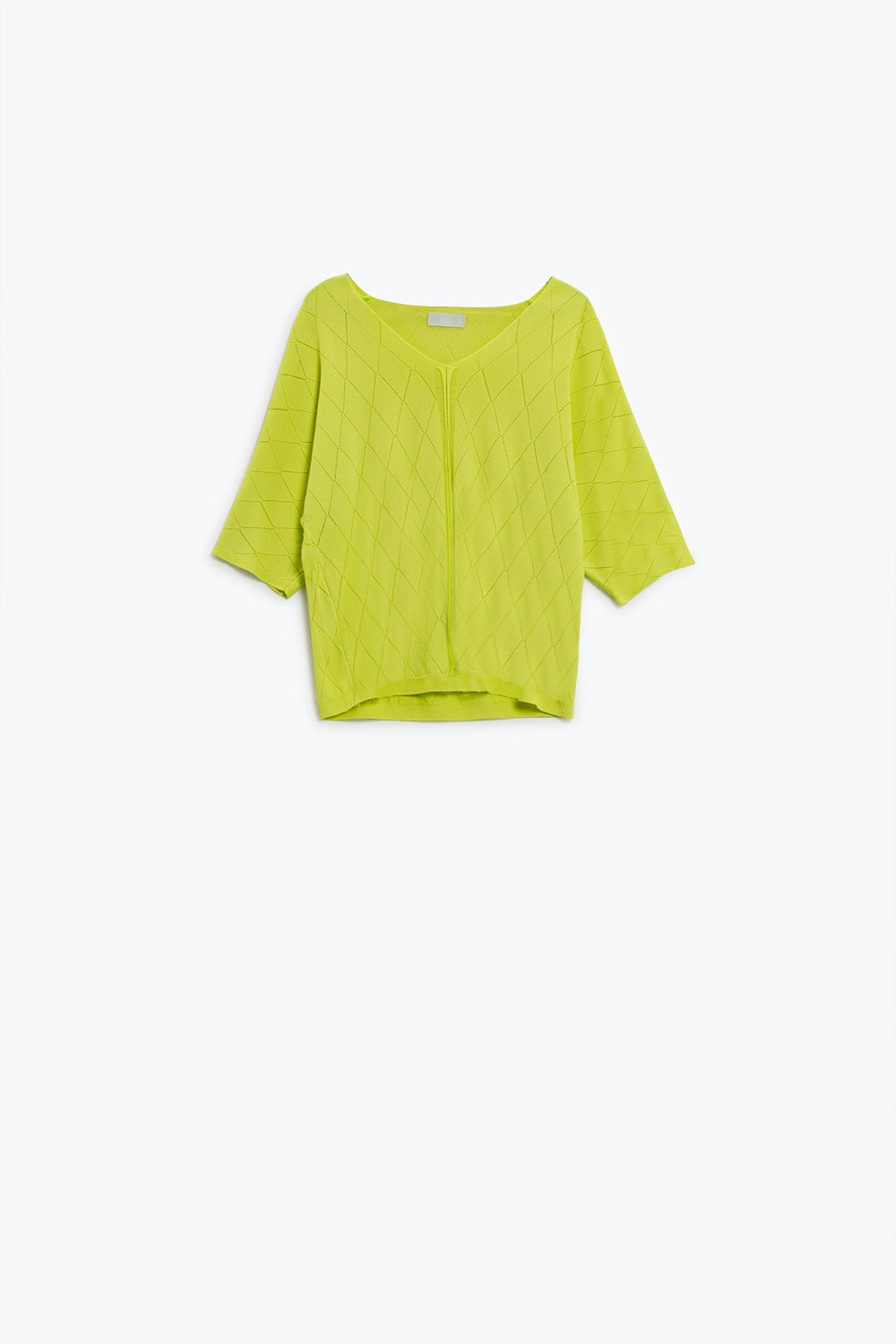 Maglione a maniche corte color lime con motivo argyle