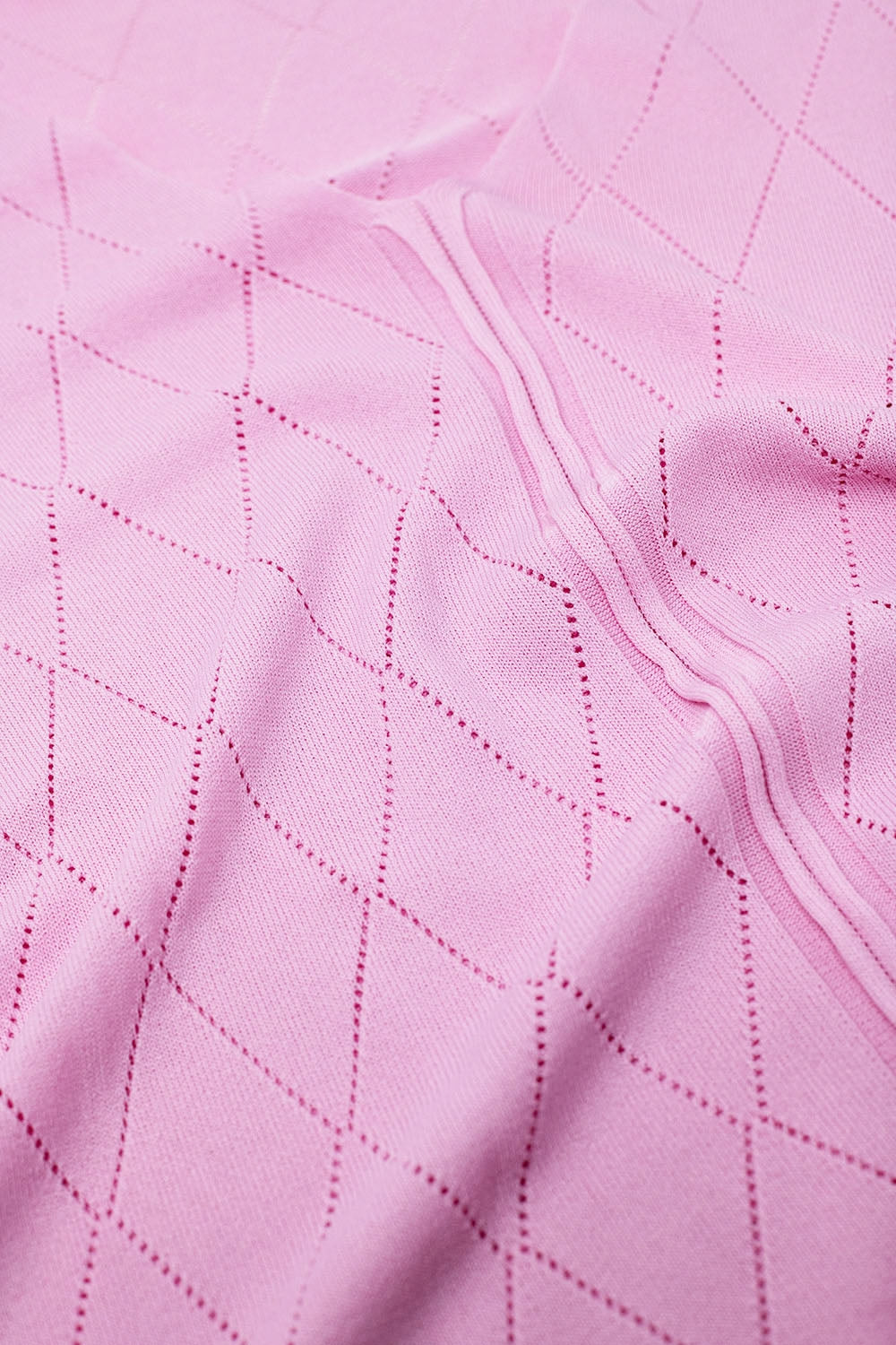 Maglione a maniche corte rosa chiaro con motivo argyle