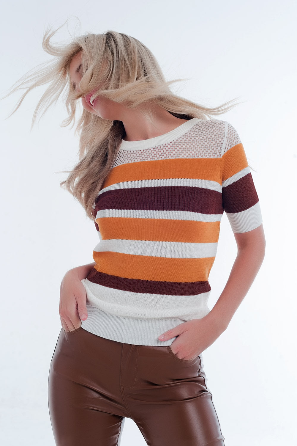 Maglione a righe color senape
