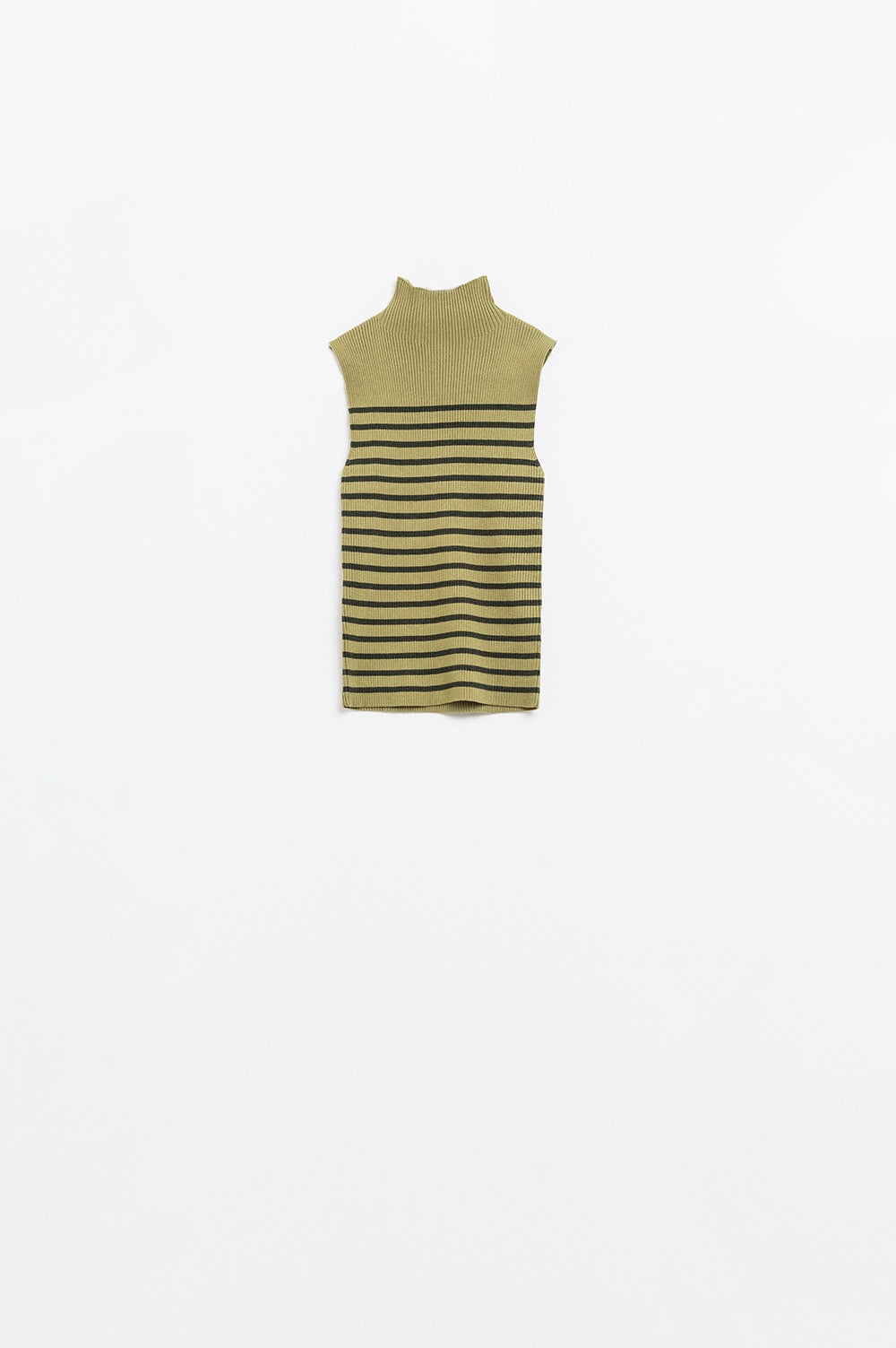 Maglione a righe con tartaruga verde oliva