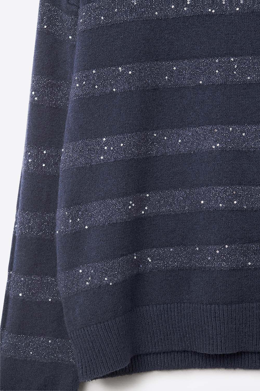 maglione a righe navy con dettaglio di paillettes