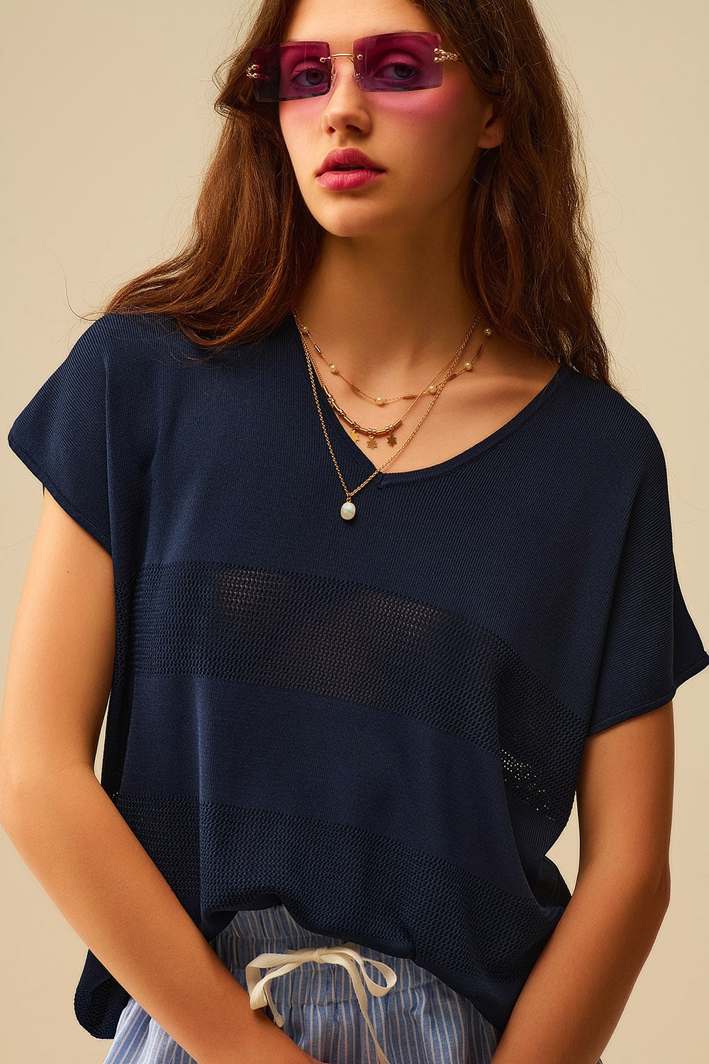 Maglione a righe navy