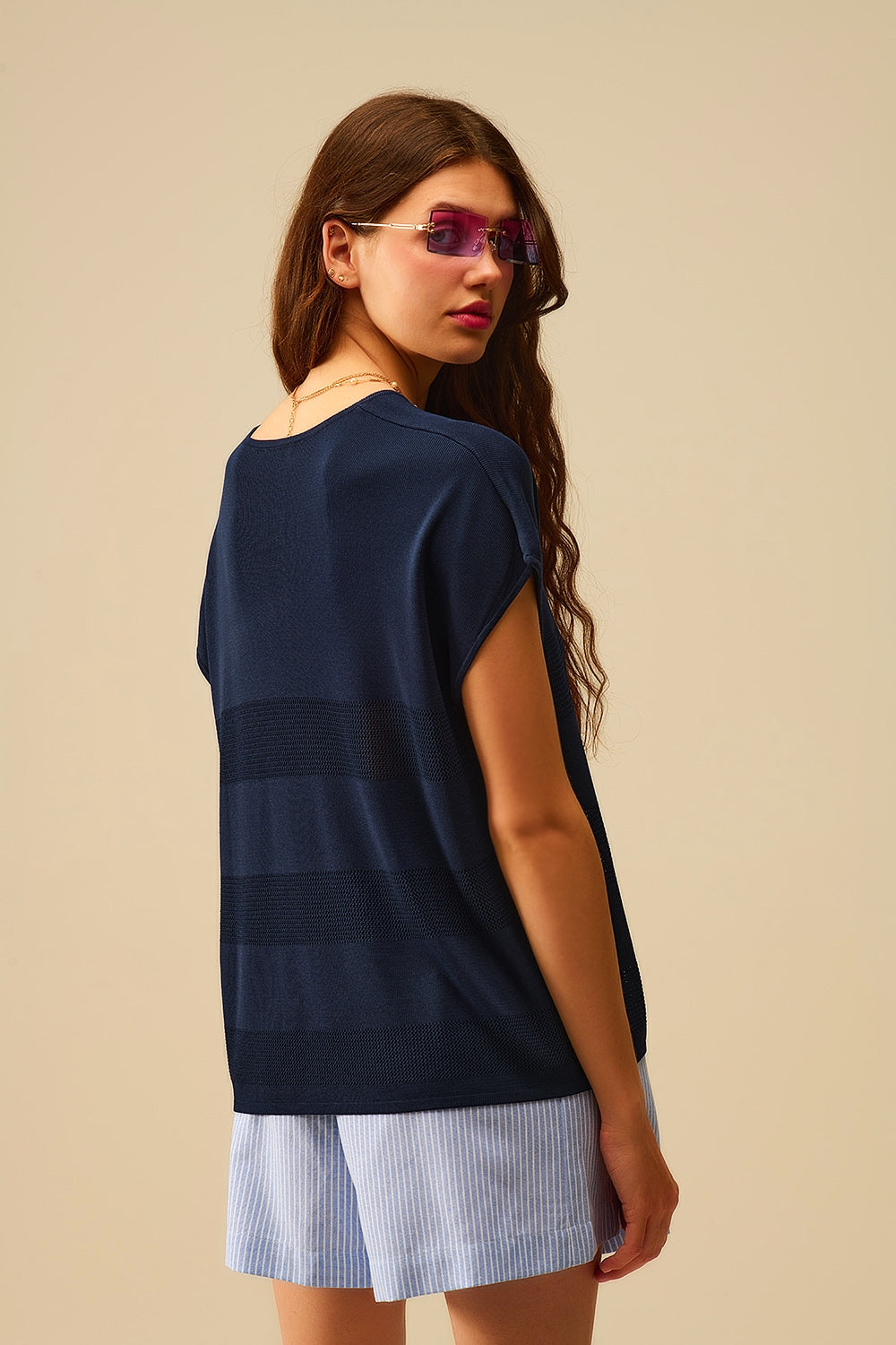 Maglione a righe navy