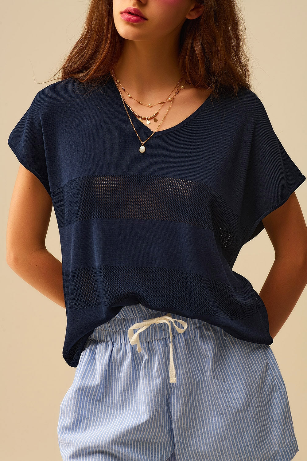 Maglione a righe navy