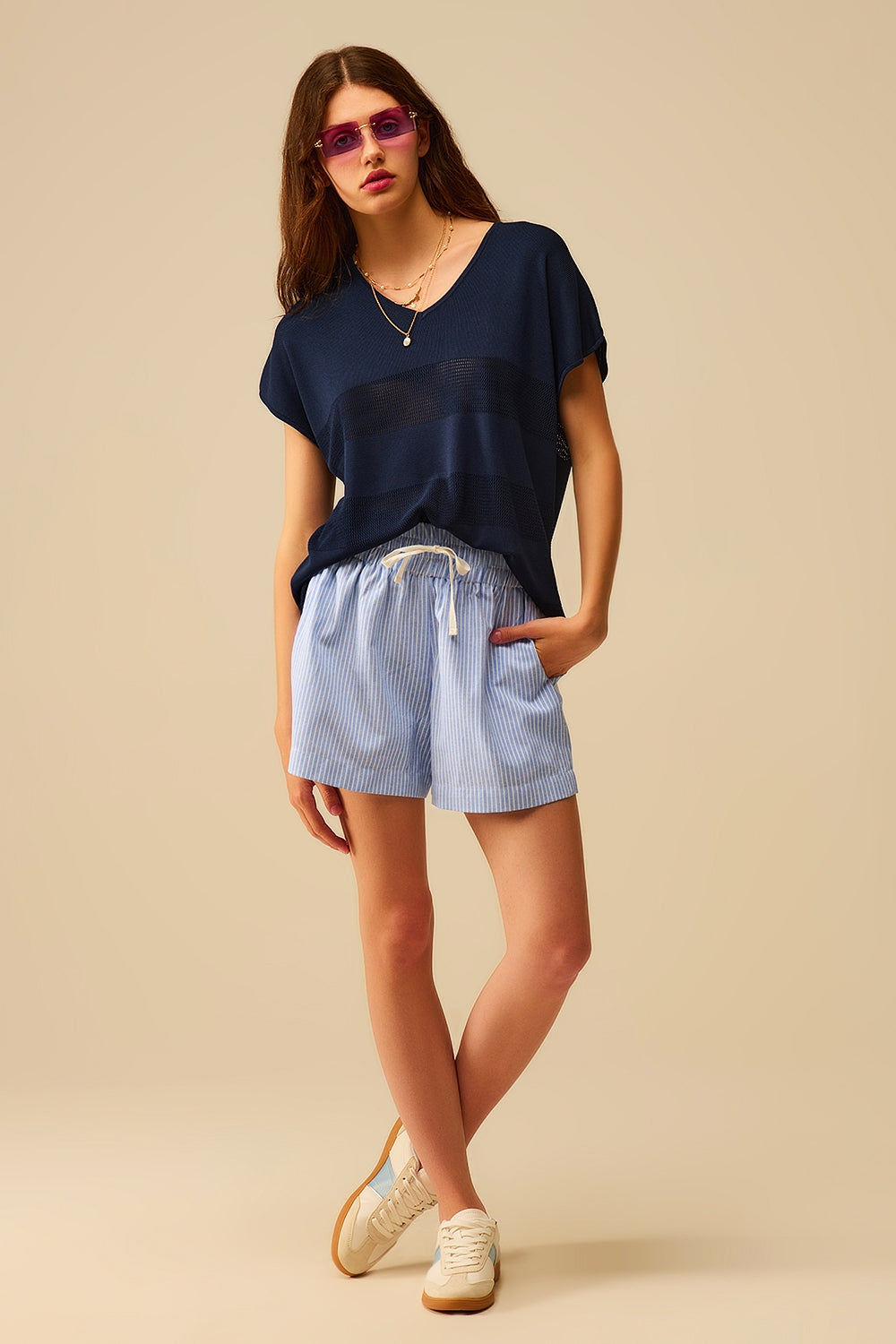 Maglione a righe navy