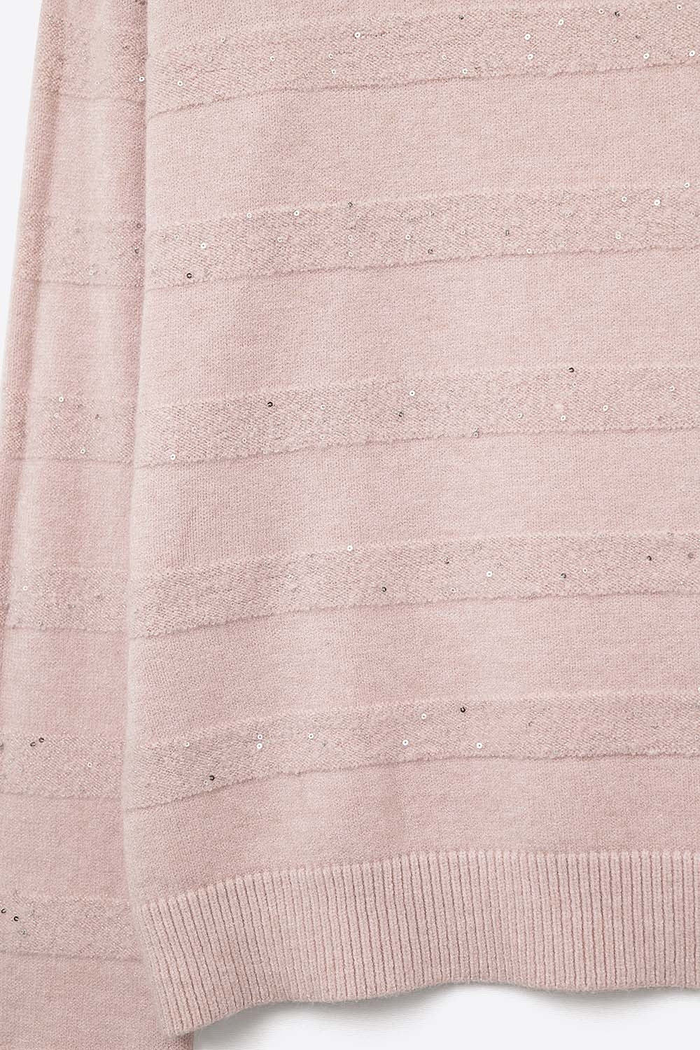 Maglione a righe rosa con dettaglio in paillettes