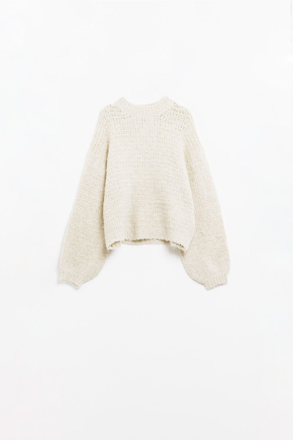 Maglione beige con maniche a palloncino