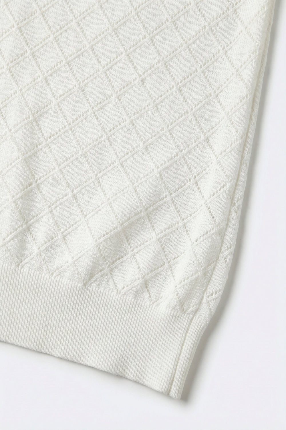 Maglione bianco a maglia strutturata con motivo a rombi