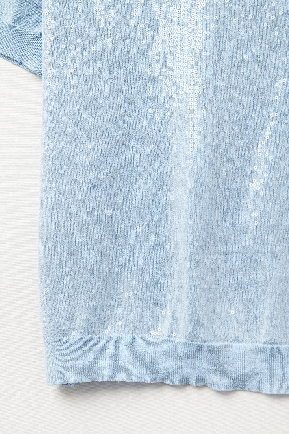 Maglione blu baby con paillettes e girocollo