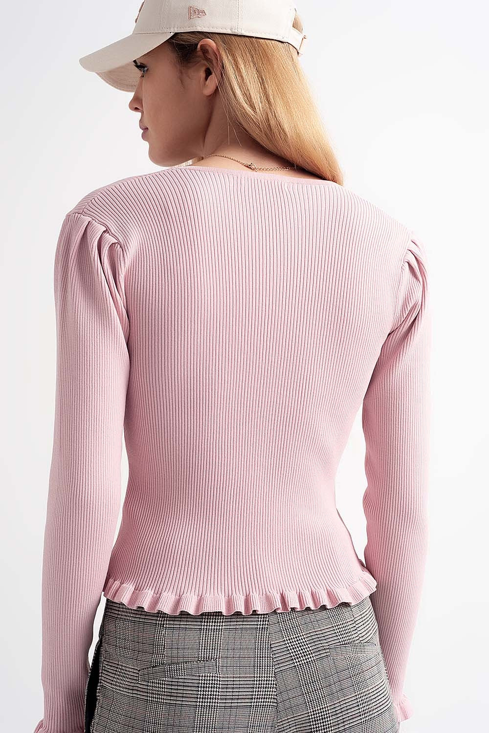 Maglione con fronte perla in rosa