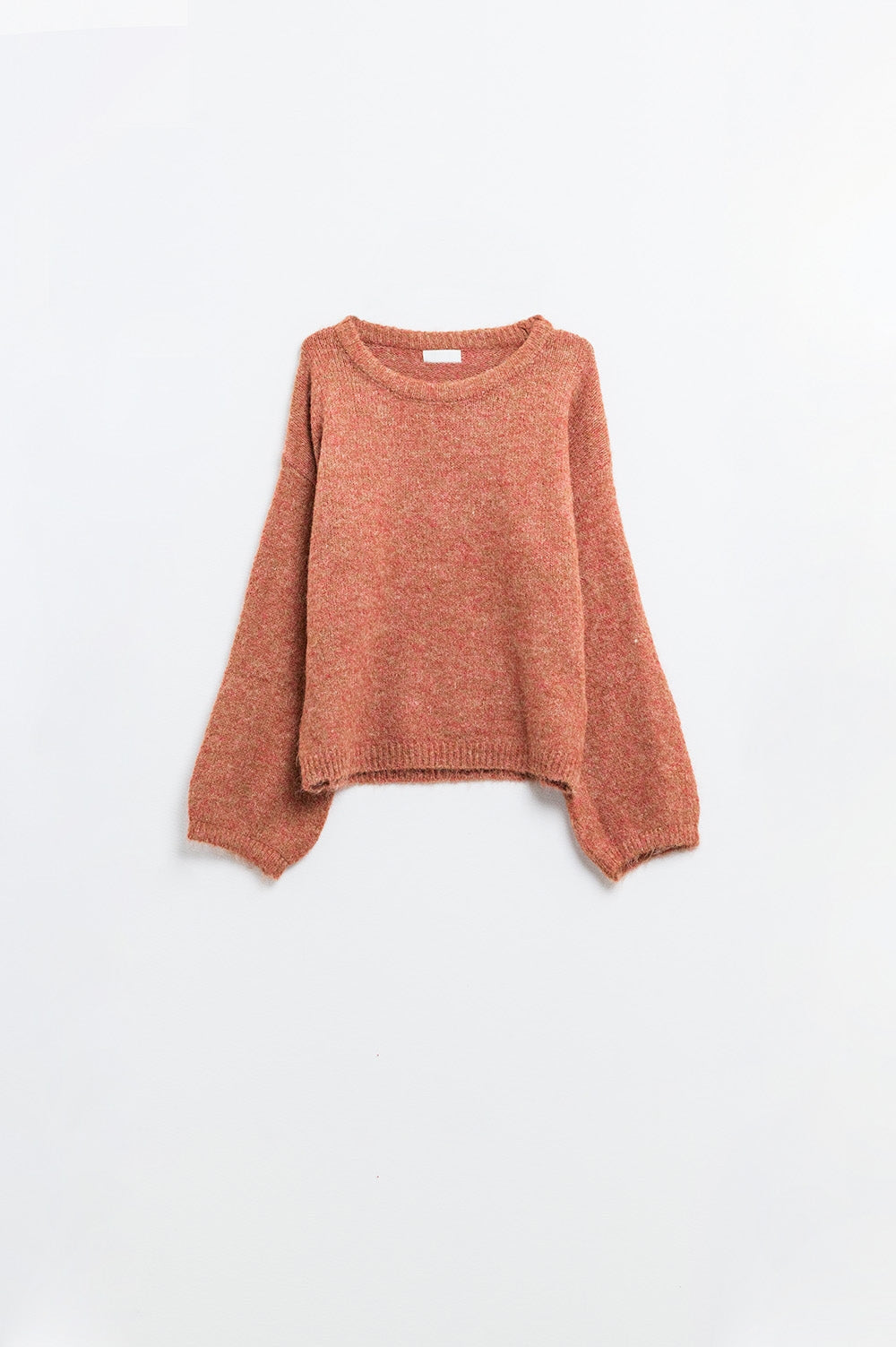 Maglione con maniche a palloncino in cammello