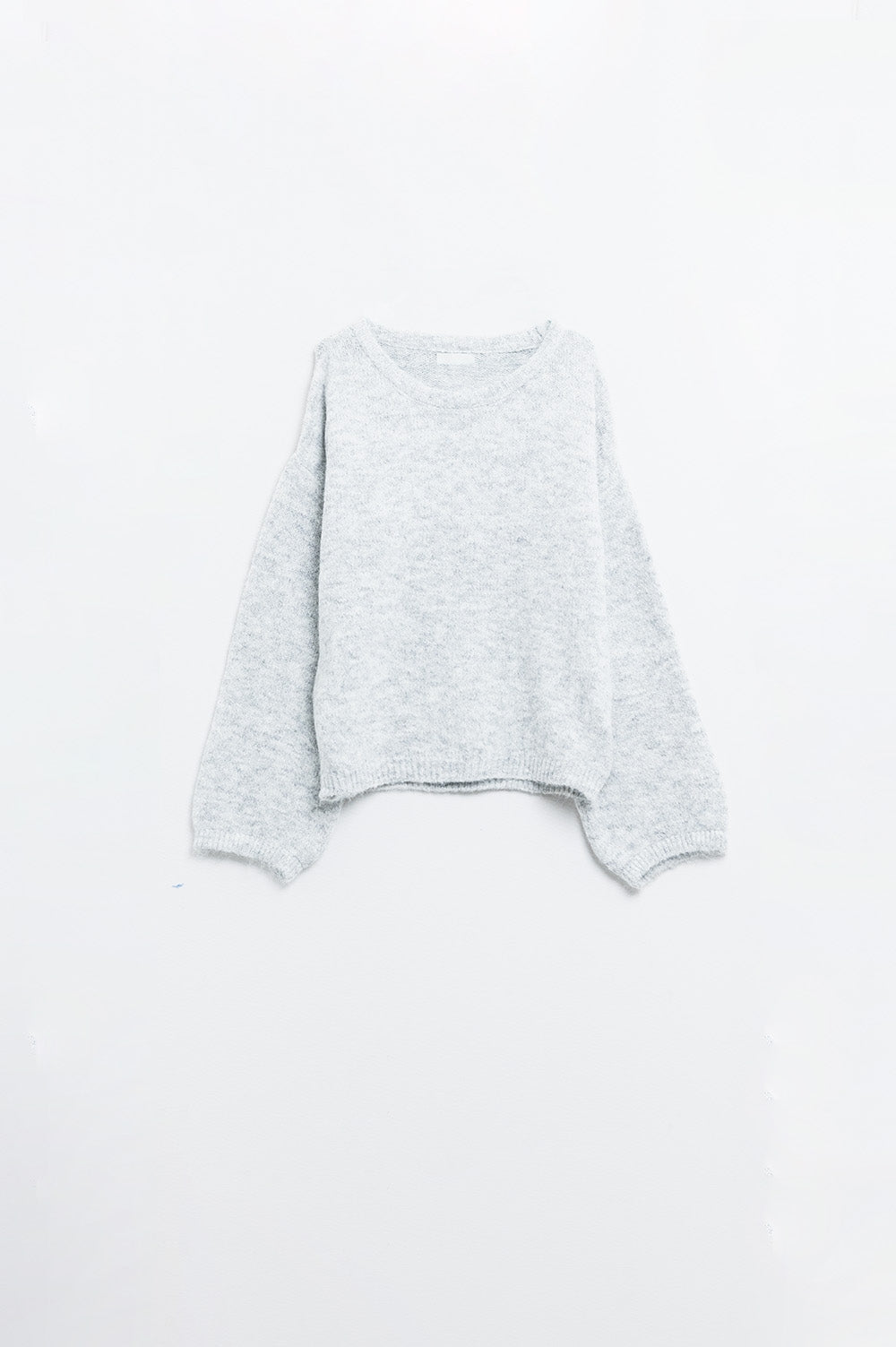 Q2 Maglione con maniche a palloncino in grigio chiaro