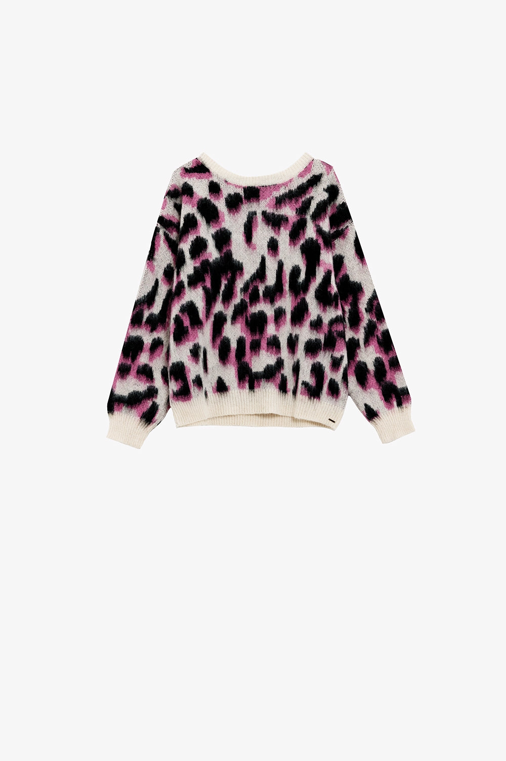 Q2 Maglione con motivo animalier in bianco