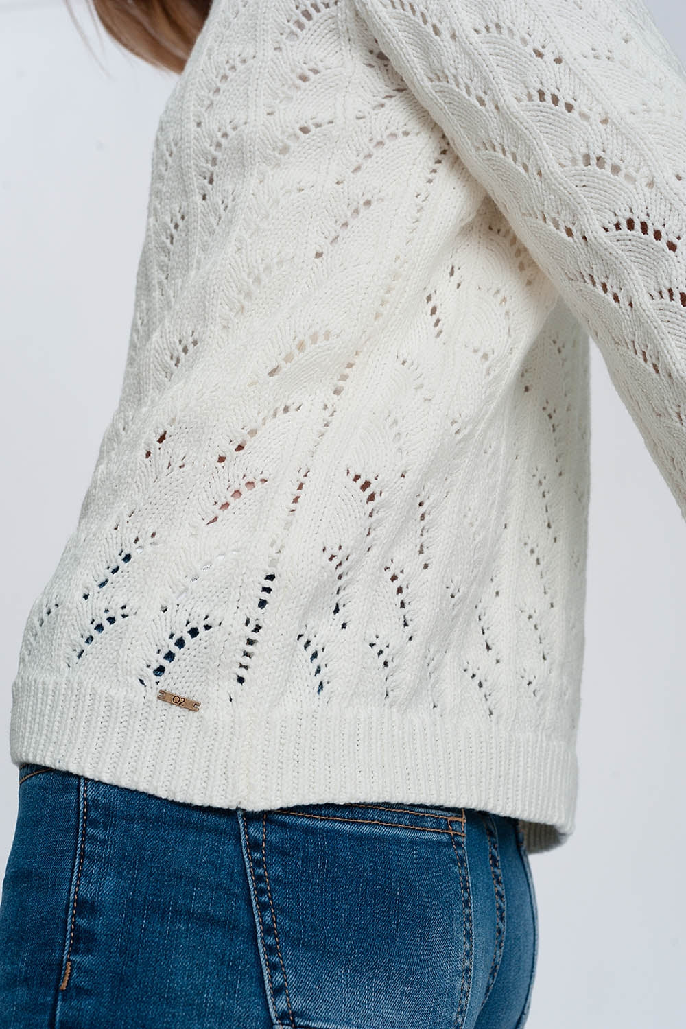 Maglione crema all'uncinetto
