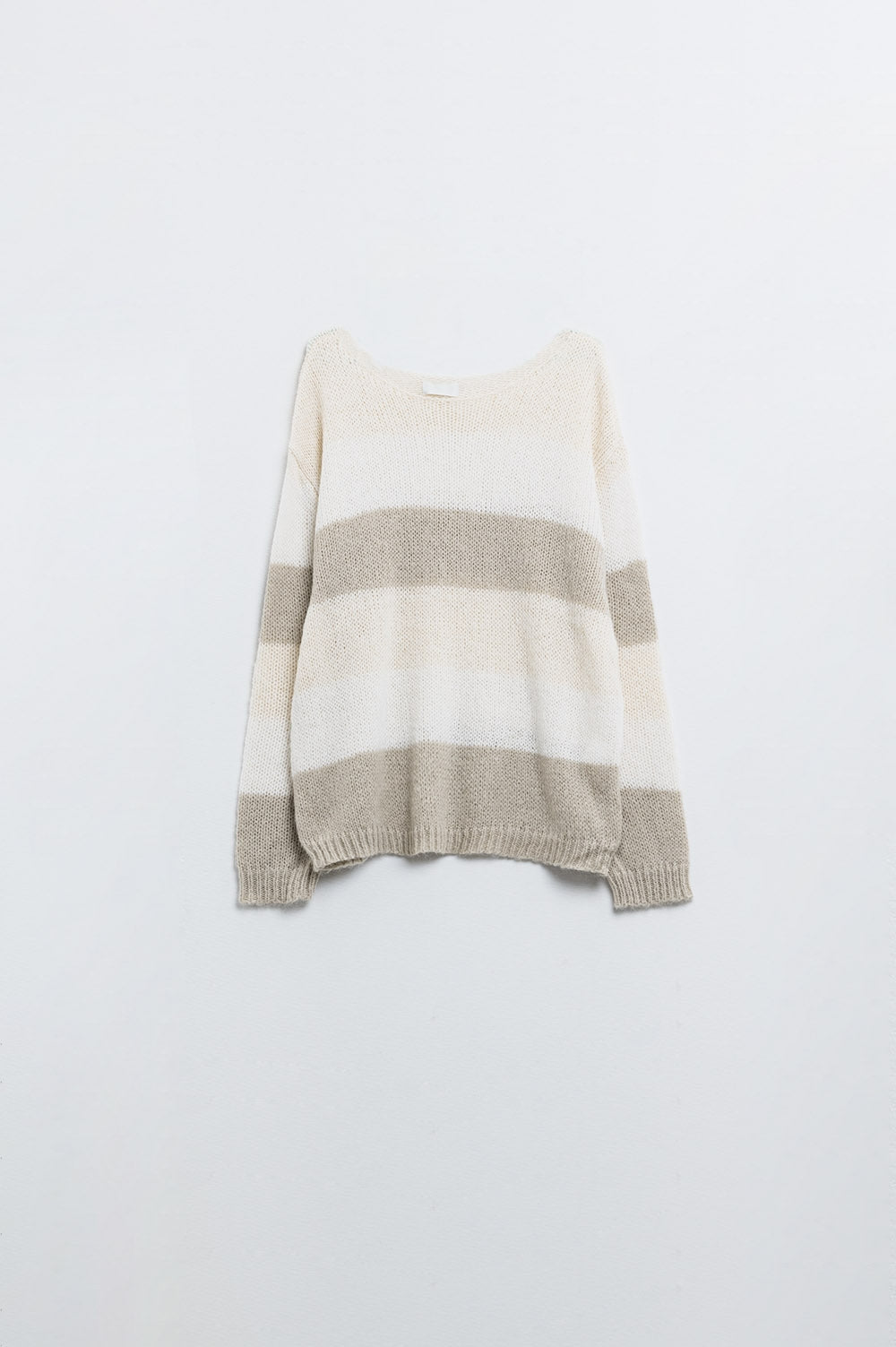 Maglione da barca a righe in beige
