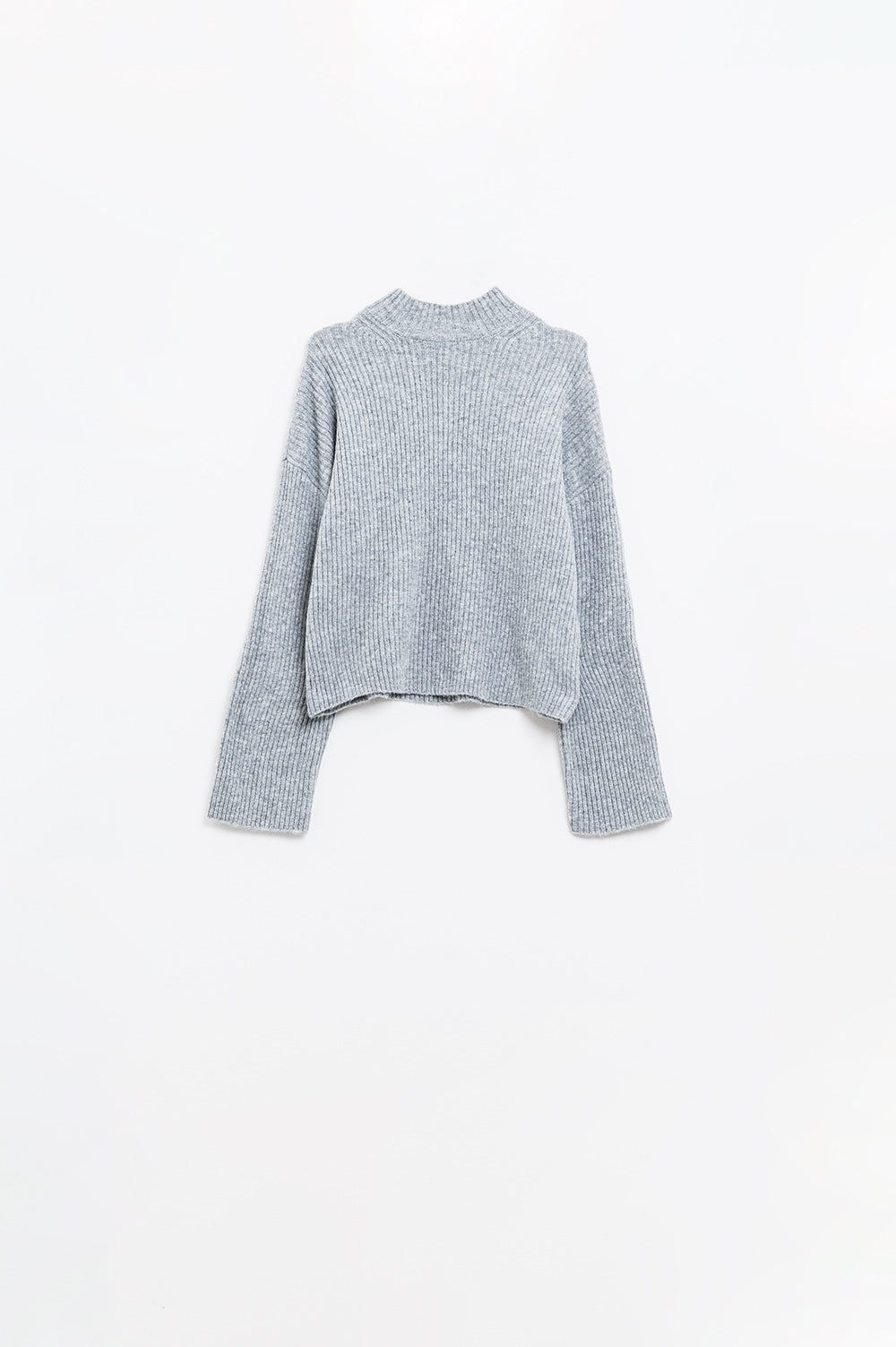 maglione dolcevita grigio a coste