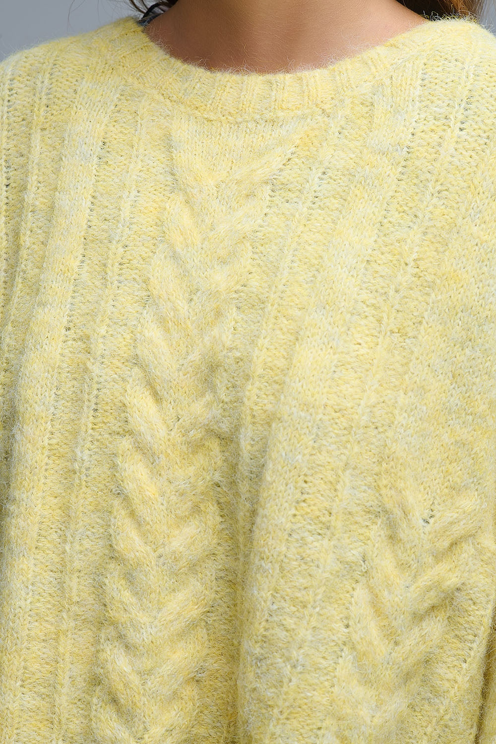 Maglione girocollo a maglia sottile in giallo