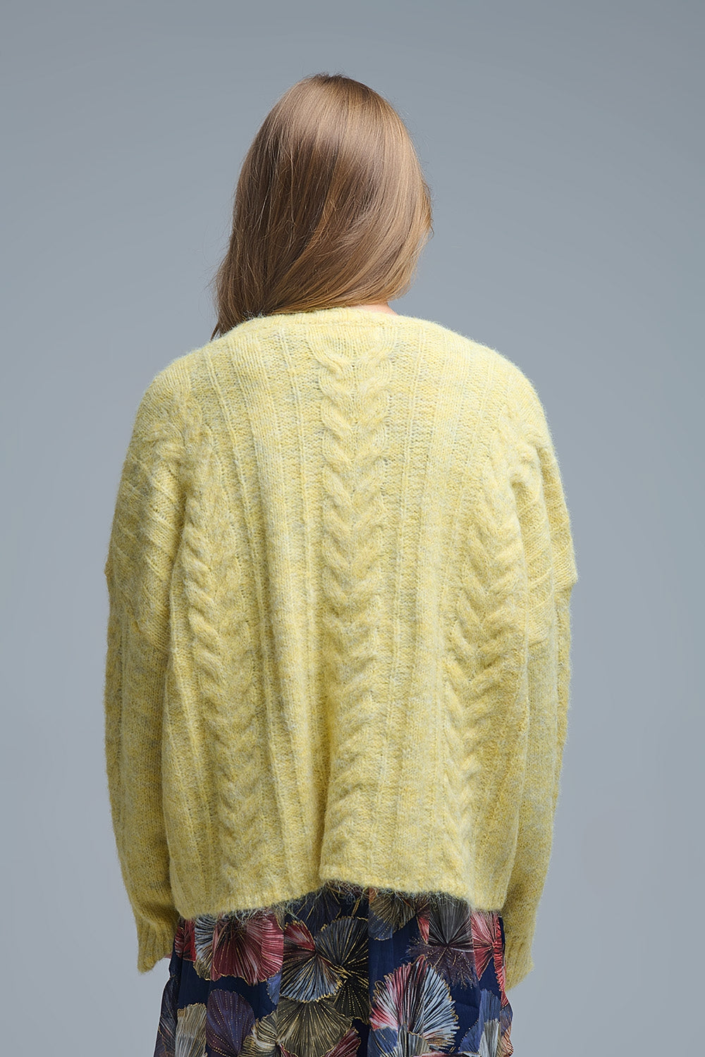 Maglione girocollo a maglia sottile in giallo