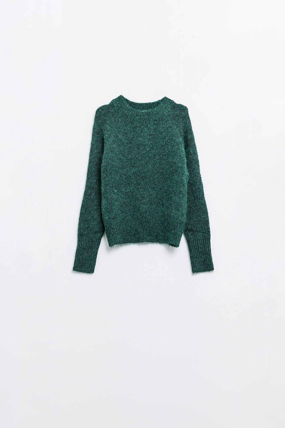 Q2 Maglione girocollo basic in maglia verde smeraldo