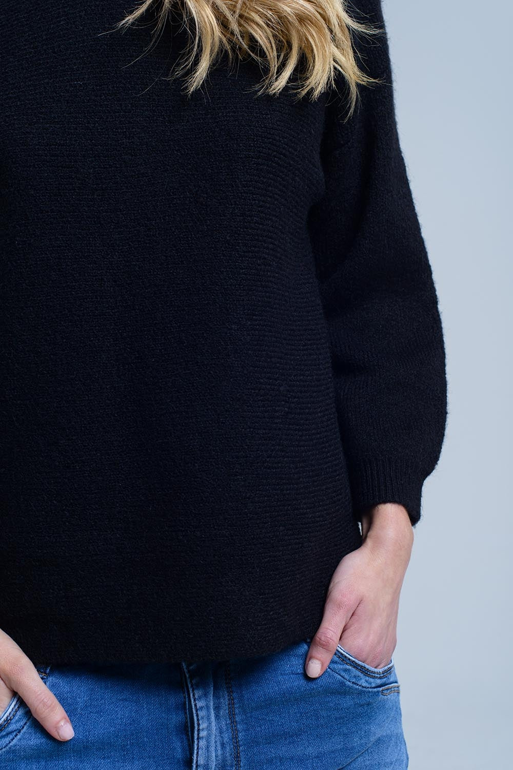 Maglione girocollo in maglia nera