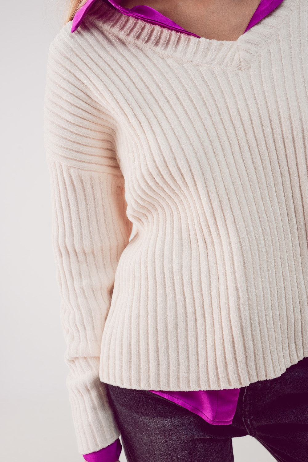Maglione in ciniglia crema