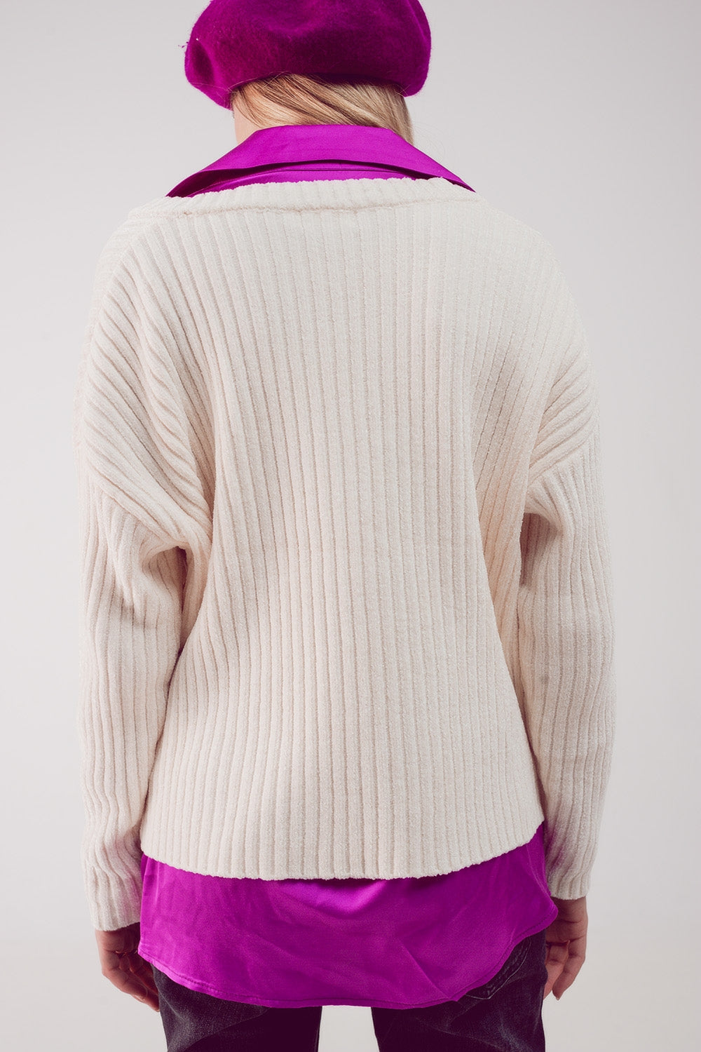 Maglione in ciniglia crema