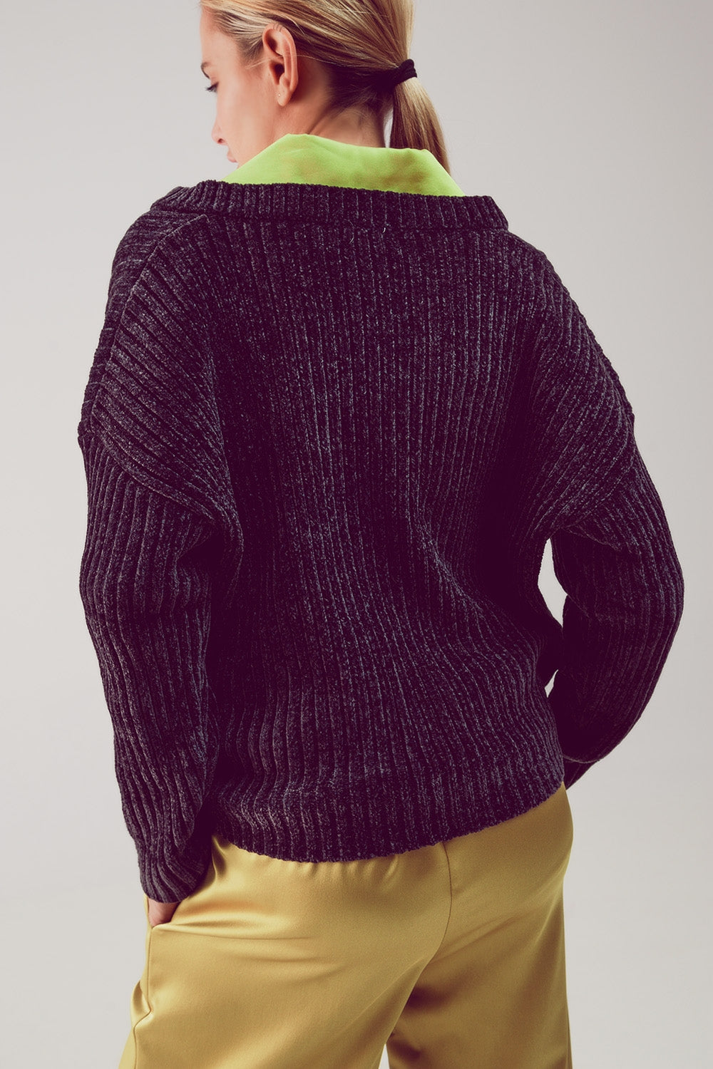 Maglione in ciniglia grigio scuro