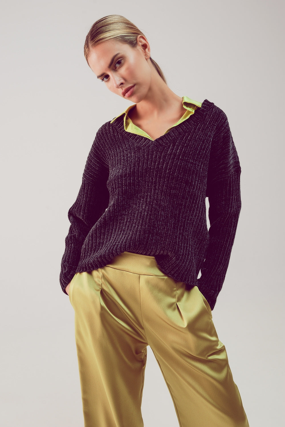 Maglione in ciniglia grigio scuro