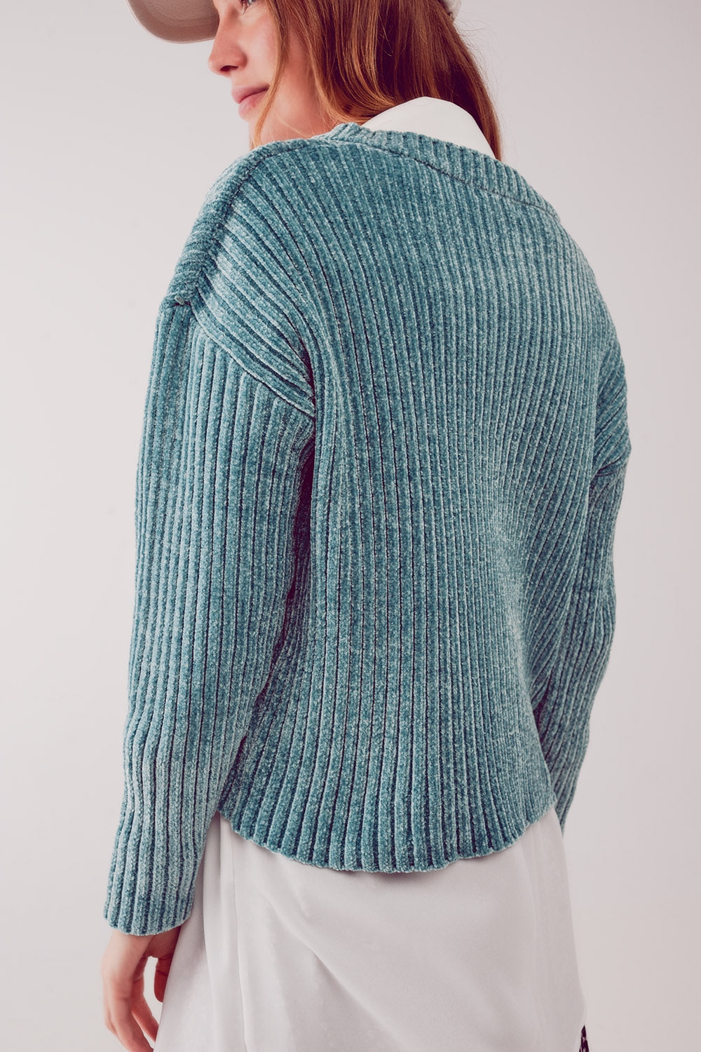 Maglione in ciniglia verde
