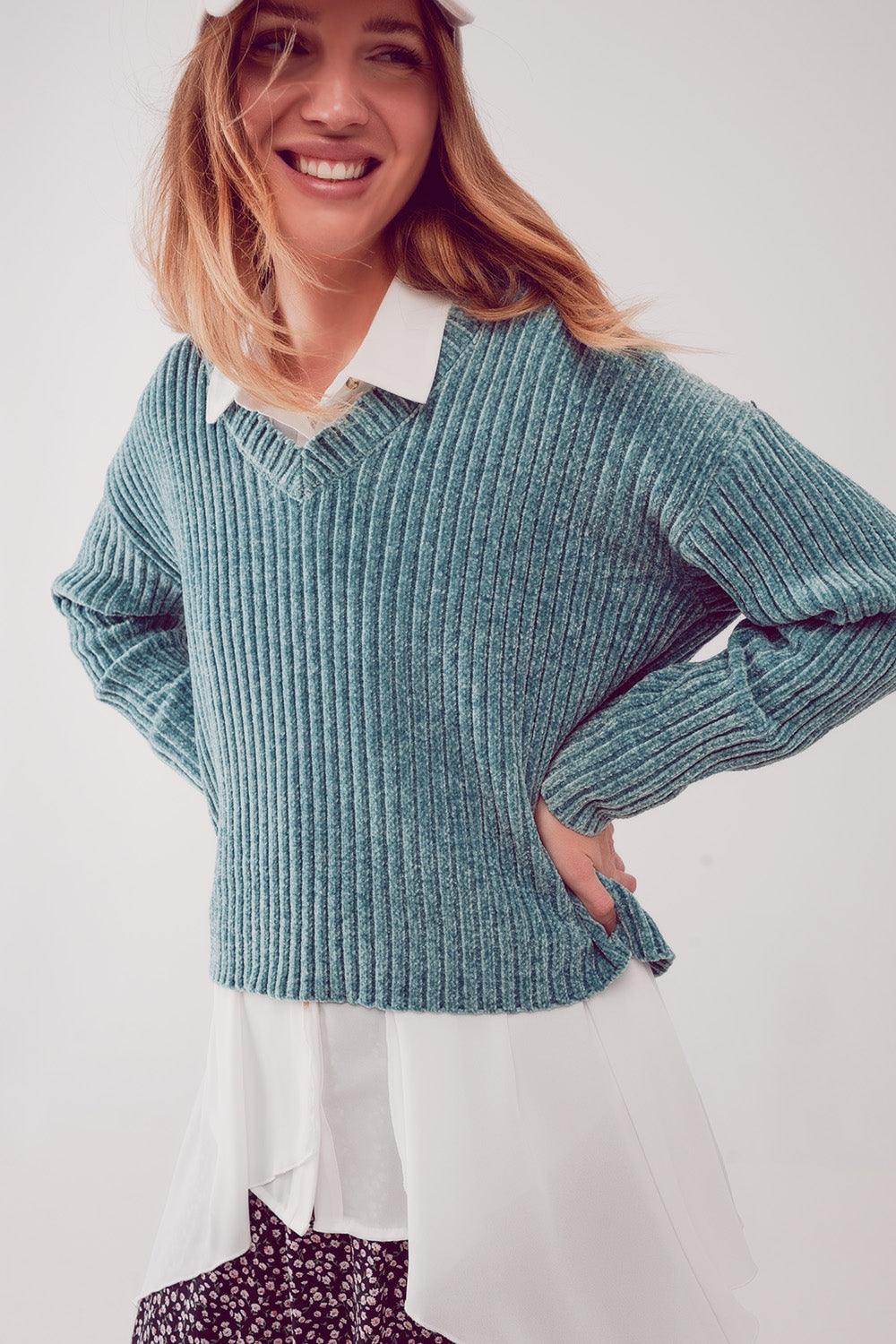 Maglione in ciniglia verde
