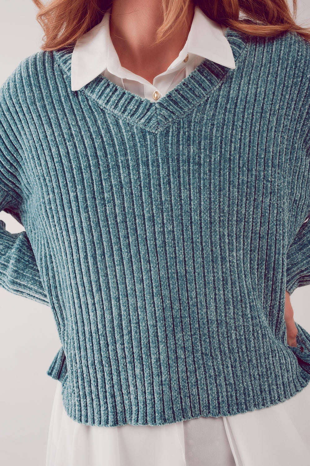 Maglione in ciniglia verde