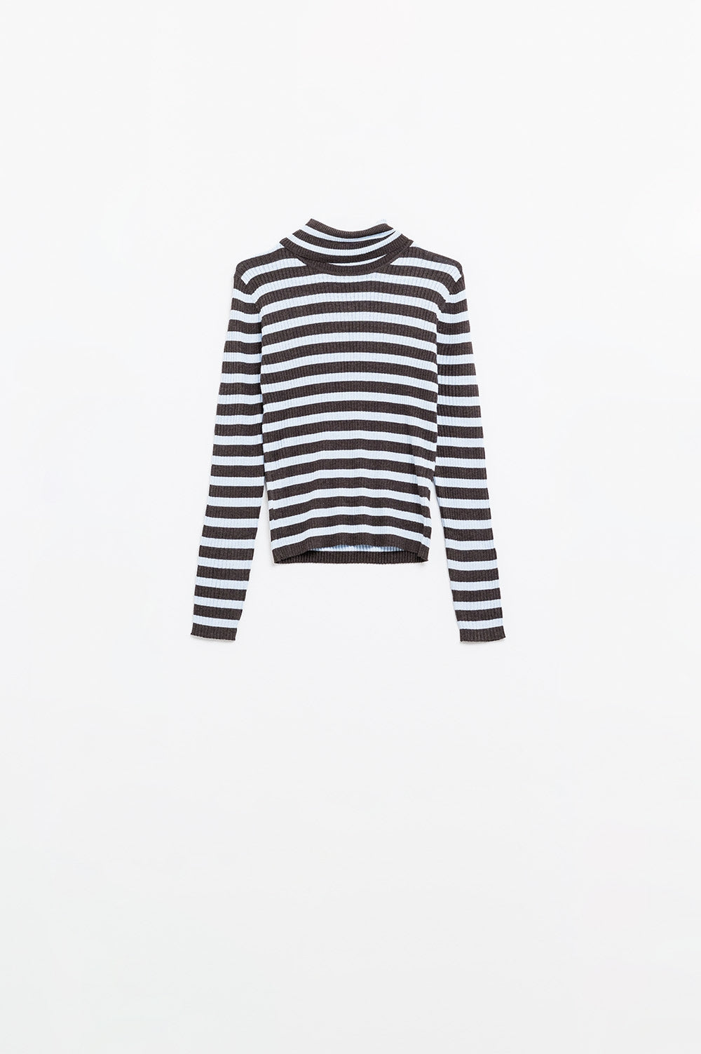 Q2 Maglione in lana a maglia fine a righe blu e marroni