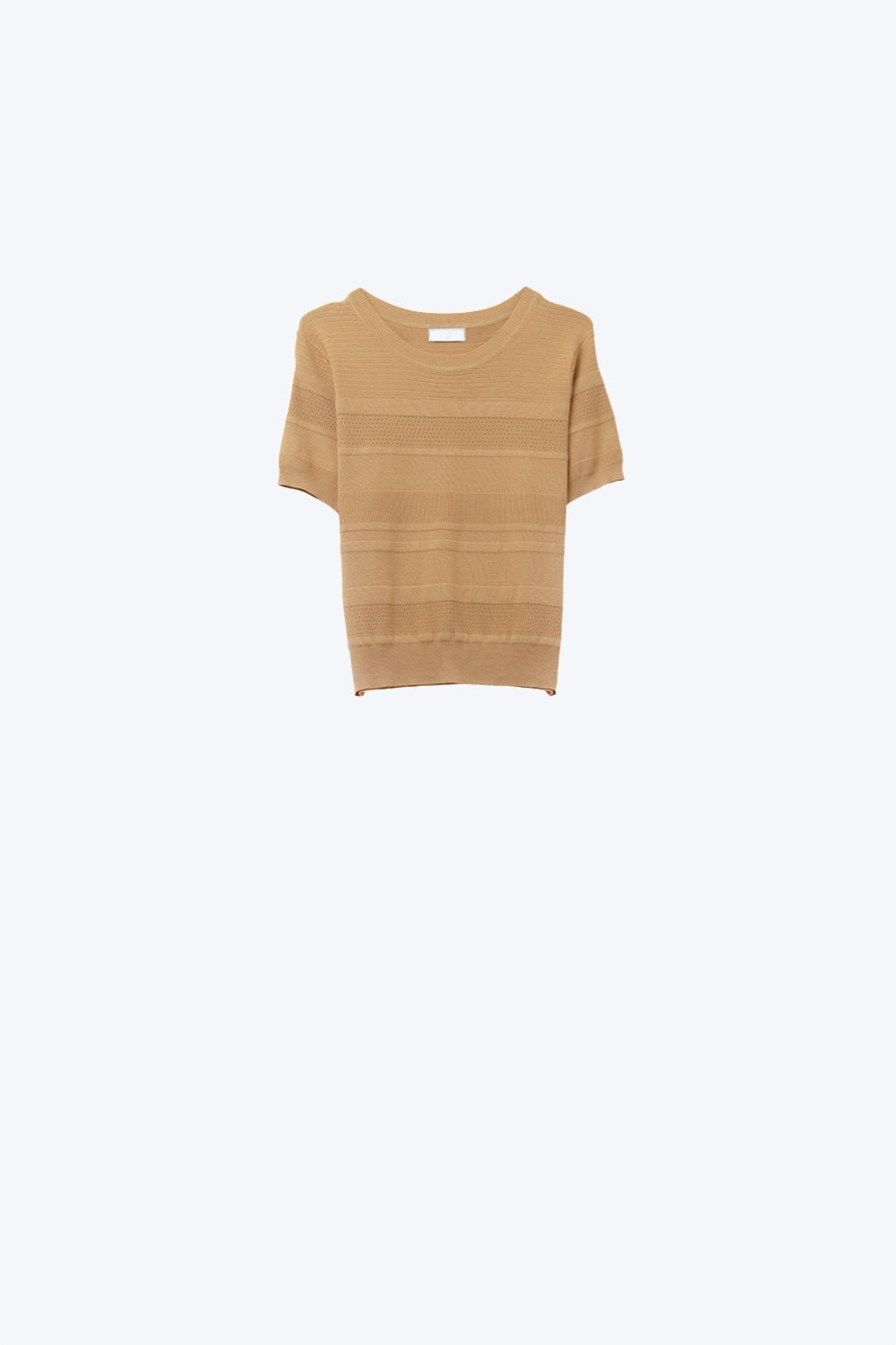 Maglione in maglia a righe testurizzate color cammello